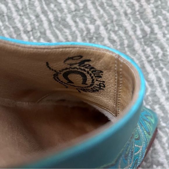 Charlie 1 Horse Teal slip on mules size 6B - Picture 8 of 10